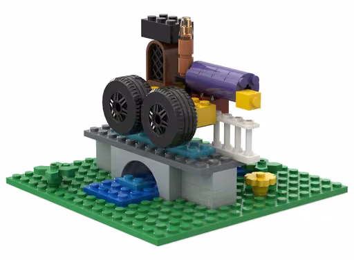 GPT-5.6 Luna's build: Steam locomotive on a bridge
